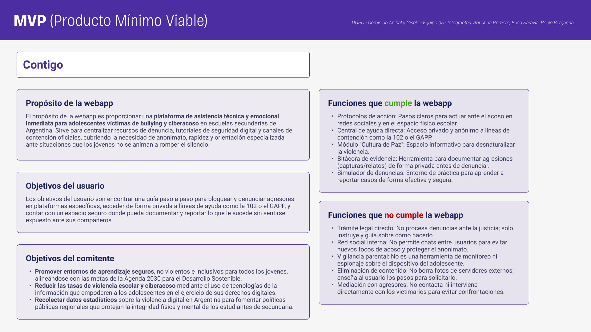 MVP de la webapp