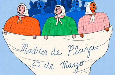 Tapa de cuaderno con dibujo de Madres de Plaza de Mayo